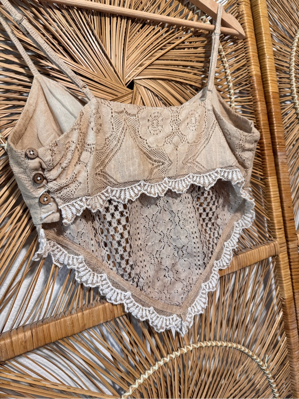 Free People Set| OOAK Hand Tea Dyed by me| Boho Lace Maxi Skirt - Beige| Sz: 2 - Picture 7 of 16